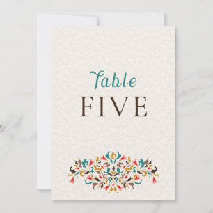 Modern Elegant Floral Wreath Wedding Table Number