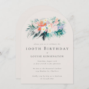 Modern Elegant Flowers Bouquet 100th Birthday Invitation