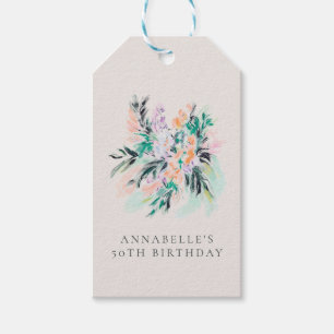 Modern Elegant Flowers Bouquet Birthday Gift Tags