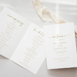 Modern Elegant Folded Gold Wedding  Program<br><div class="desc">This modern elegant folded gold wedding program is perfect for a rustic wedding. The simple and elegant design features classic,  gold and fancy script typography. Include a quote or short message,  order of service,  wedding party and thank you message.</div>