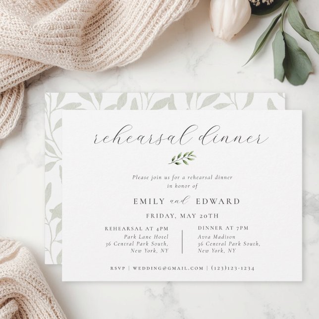 Modern Elegant Foliage Rehearsal Dinner Invitation (Creator Uploaded)