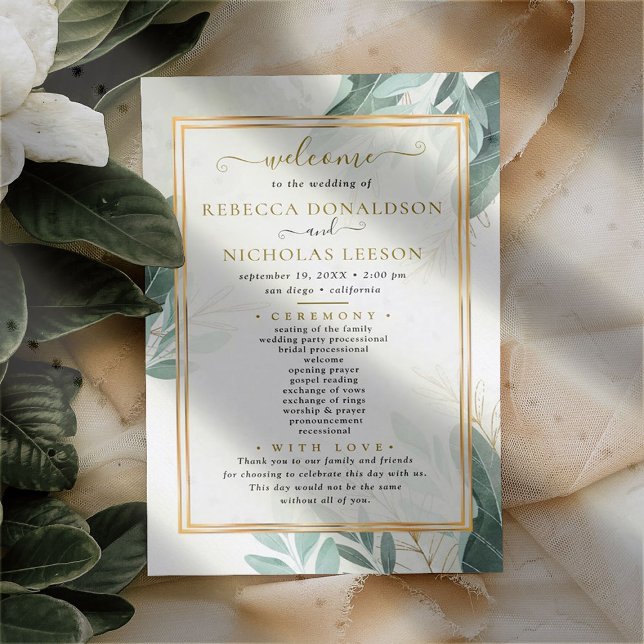 Modern Elegant Foliage Wedding Program (Creator Uploaded)