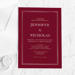 Modern Elegant Formal Burgundy Red Wedding Acrylic Invitations