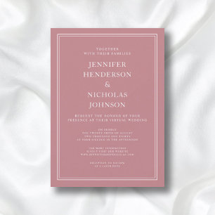 Modern Elegant Formal Dusty Rose Virtual Wedding Invitation