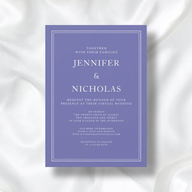 Modern Elegant Formal Purple Virtual Wedding Invitation (Creator Uploaded)