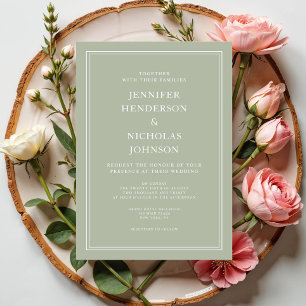 Modern Elegant Formal Sage Green Wedding Invitation
