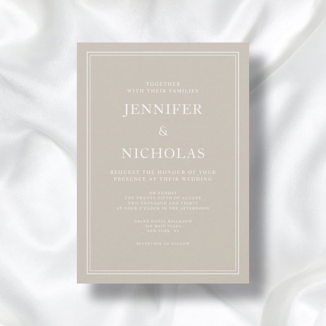 Modern Elegant Formal Taupe Beige Wedding Invitation (Modern Elegant Formal Taupe Beige Wedding Invitation)