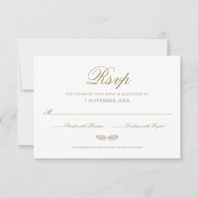 Modern Elegant Formal Winter Fir Sprig Script RSVP Card (Front)