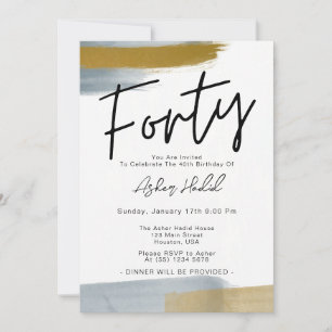 Modern Elegant Forty 40th Birthday Party Invitation