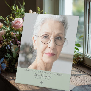 Modern Elegant Funeral Photo Pedestal Sign