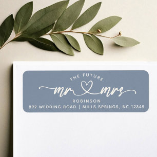 Modern Elegant Future MR and MRS Hearts Script Return Address Label