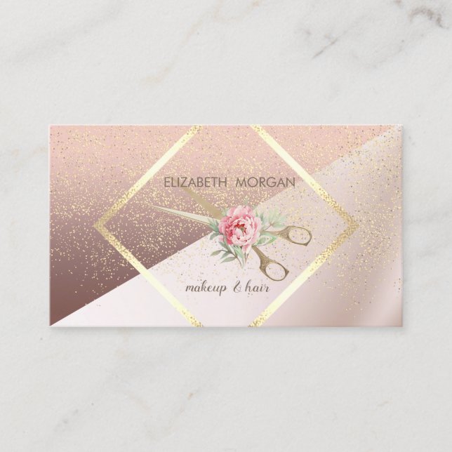 Modern Elegant, Geometric,Frame,Confetti, Scissors Business Card (Front)