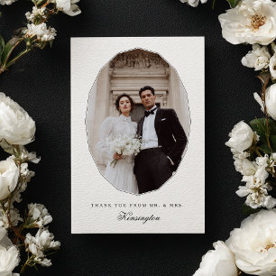 Modern Elegant Geometric Photo Wedding Thank You Card