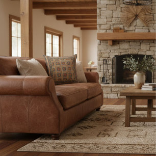 Modern elegant geometrical floral abstract brown  cushion