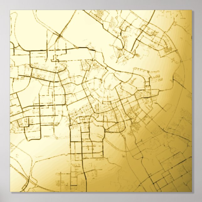  Modern Elegant Gift Map of Amsterdam, Netherlands Foil Prints (Front)