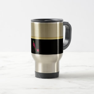 Modern Elegant Girly, Black, Cream,Flower Heel Travel Mug