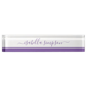 Modern Elegant Girly Business Periwinkle Purple Nameplate
