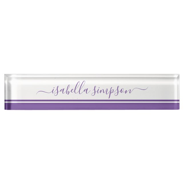 Modern Elegant Girly Business Periwinkle Purple Nameplate (Front)