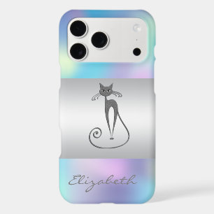 Modern Elegant Girly, Cat Blue Holographic
