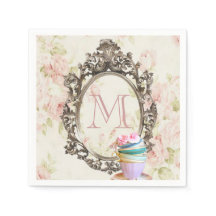 modern elegant girly floral vintage party monogram