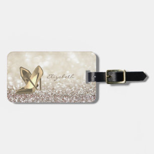 Modern Elegant Girly,  Glittery,Bokeh ,Heel Luggage Tag