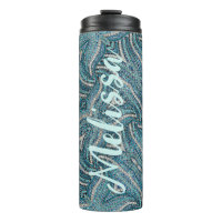 Modern Elegant Girly Turquoise Swirl Custom Name