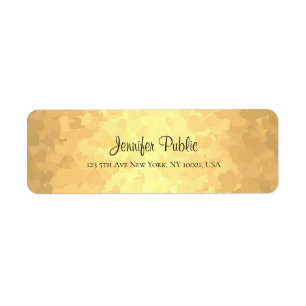 Modern Elegant Glamour Gold Hand Script Text Return Address Label