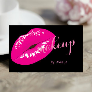 Modern Elegant Glamourous Black,Lips Business Card