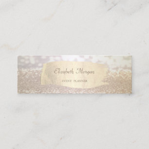 Modern Elegant Glitter Bokeh ,Gold Brush Stroke Mini Business Card
