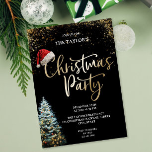 Modern Elegant Glitter Christmas Tree Party Invitation
