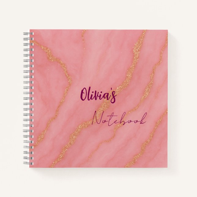 Modern Elegant glittery  marble  effect  Notebook (Front)
