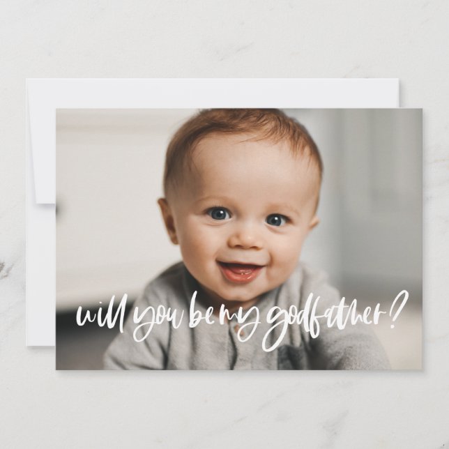 Modern elegant Godfather proposal photo card (Front)