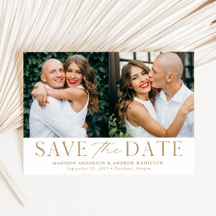 Modern Elegant Gold 2 Photo Save The Date