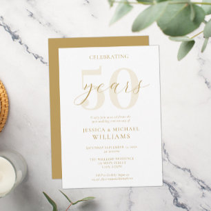 Modern Elegant Gold 50th Wedding Anniversary Invitation