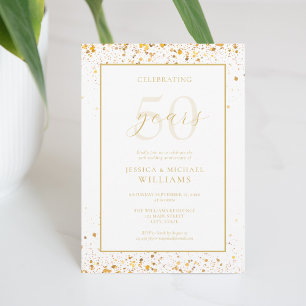 Modern Elegant Gold 50th Wedding Anniversary Invitation