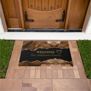 Modern Elegant Gold and Brown Agate  Doormat