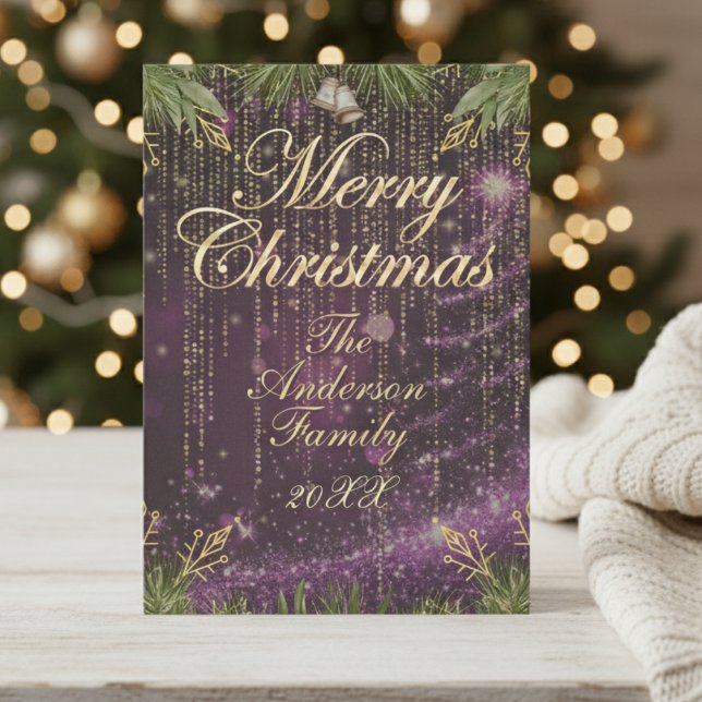 Modern Elegant Gold And Purple Christmas Card (Creator Uploaded)