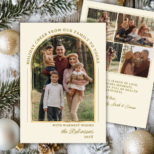 Modern Elegant Gold Arch Photo Christmas Happy Holiday Card