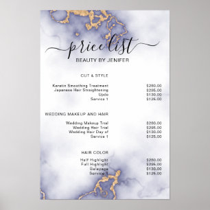 Modern Elegant Gold Beauty salon price list Poster
