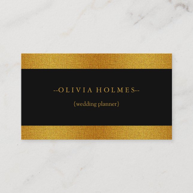 Modern Elegant Gold Black Foil Metal Professional Business Card (Front)