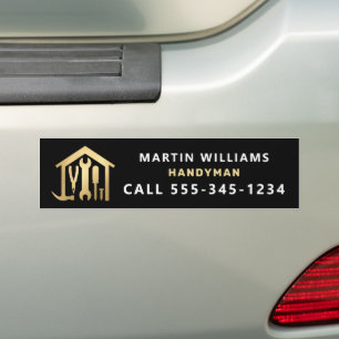 Modern Elegant Gold & Black Handyman Bumper Sticker
