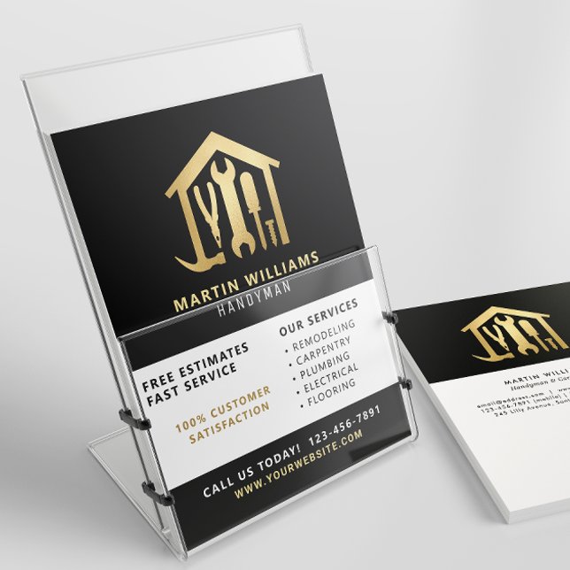 Modern Elegant Gold & Black Handyman  Flyer (Creator Uploaded)