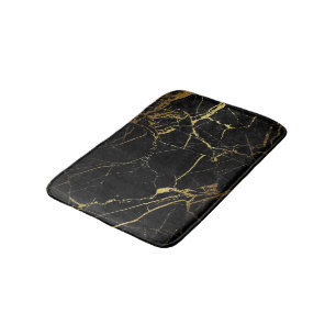 Modern Elegant Gold & Black Marble Design Bath Mat