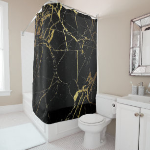 Modern Elegant Gold & Black Marble Design    Shower Curtain