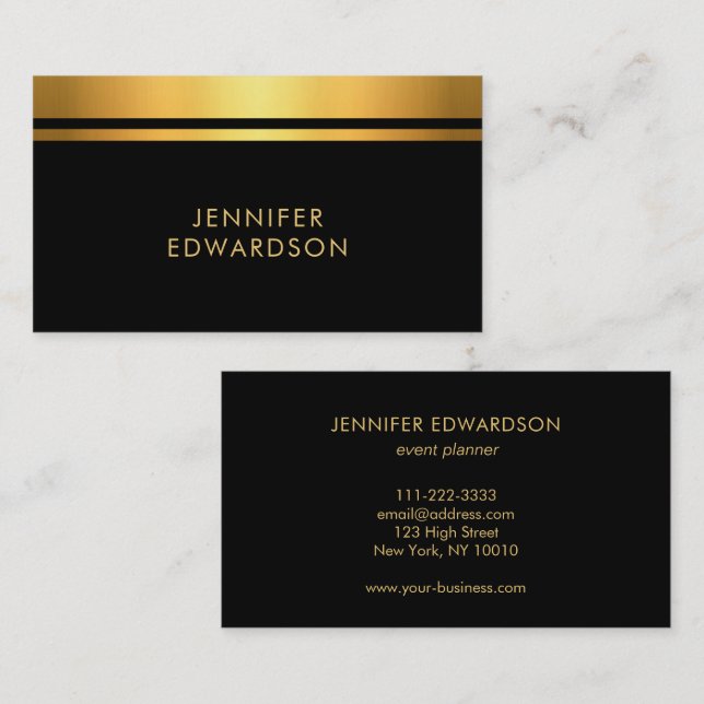 Modern Elegant gold black professional minimalist  Business Card (Front/Back)