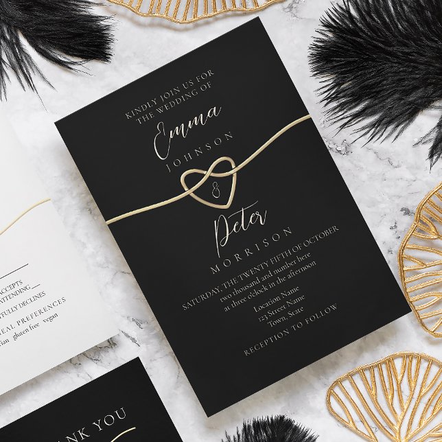 Modern Elegant Gold Black Wedding Invitation (Creator Uploaded)