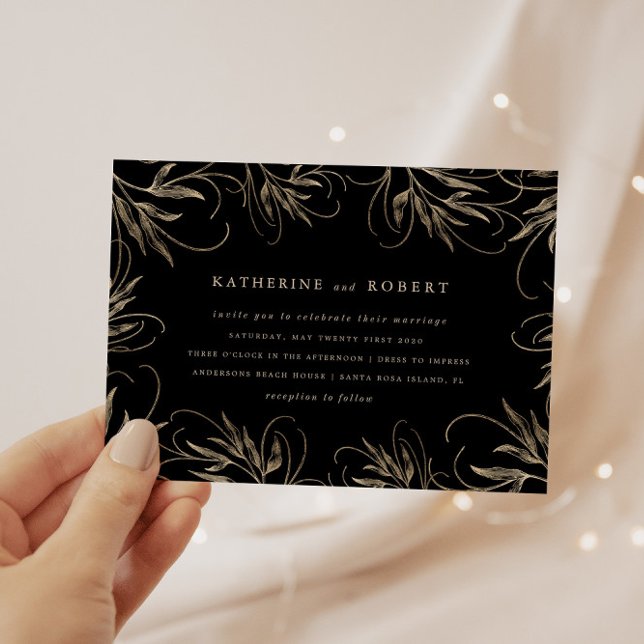 Modern Elegant Gold Botanical Wedding Invitation (Creator Uploaded)