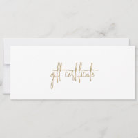 Modern Elegant Gold Business Gift Certificate