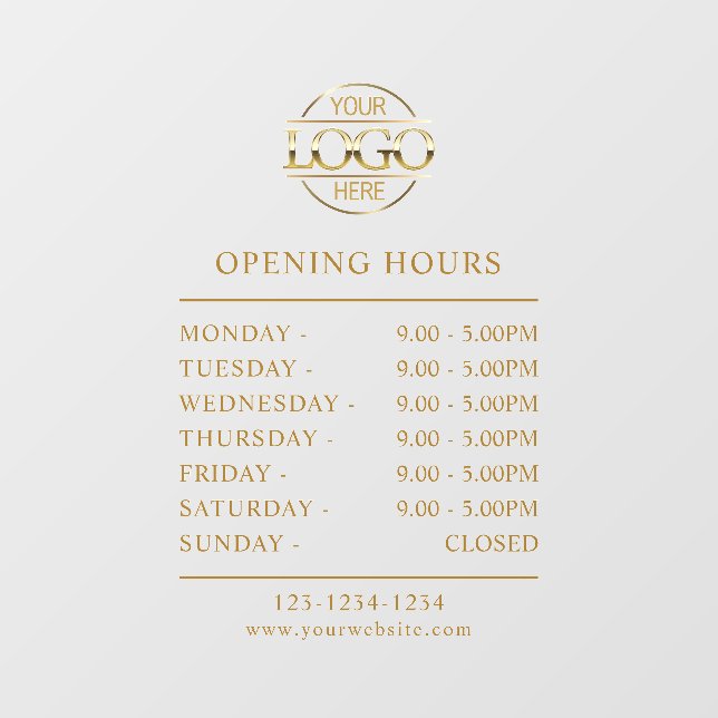 Modern Elegant Gold | Business Opening Hours Logo (Sheet)