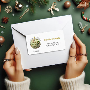 Modern Elegant Gold Christmas Doodle Ornament  Label